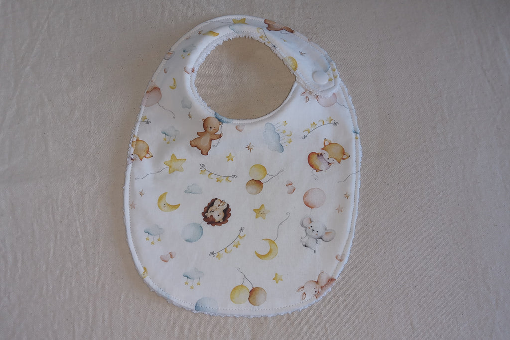 Set nascita artigianale Dolci animaletti baloon - Bavaglino e porta pannolini