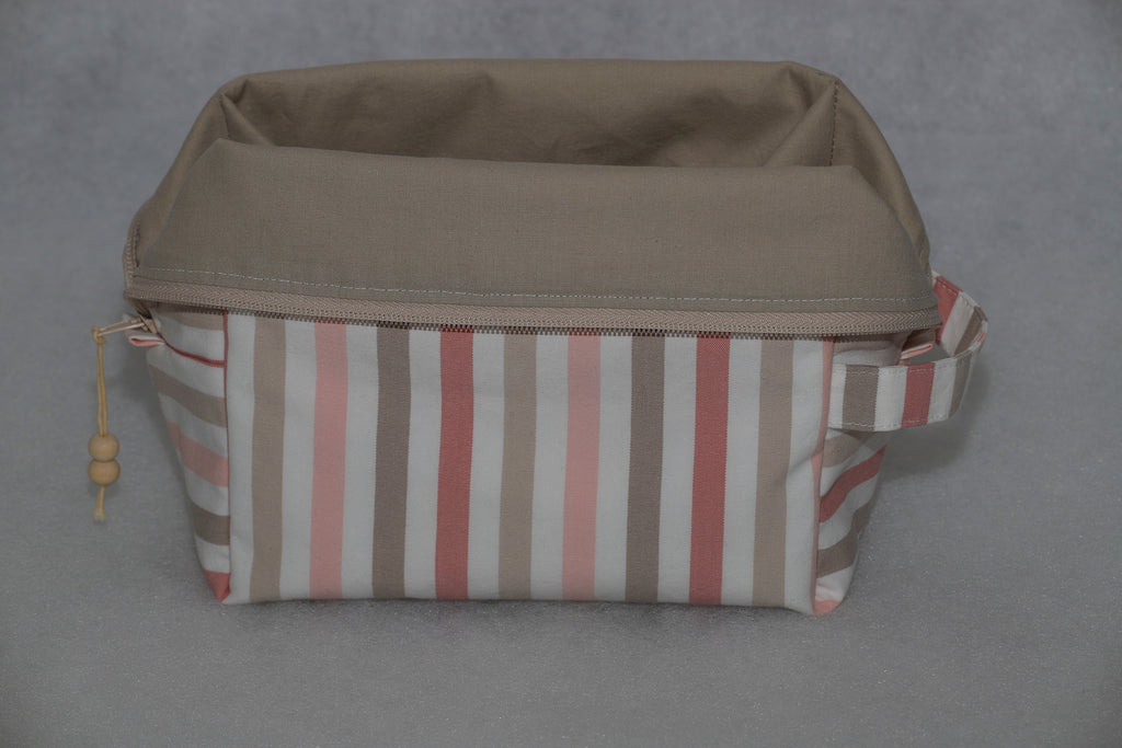 Beauty case organizzatore artigianale Collezione Righe -  Scomparti anti-ribaltamento