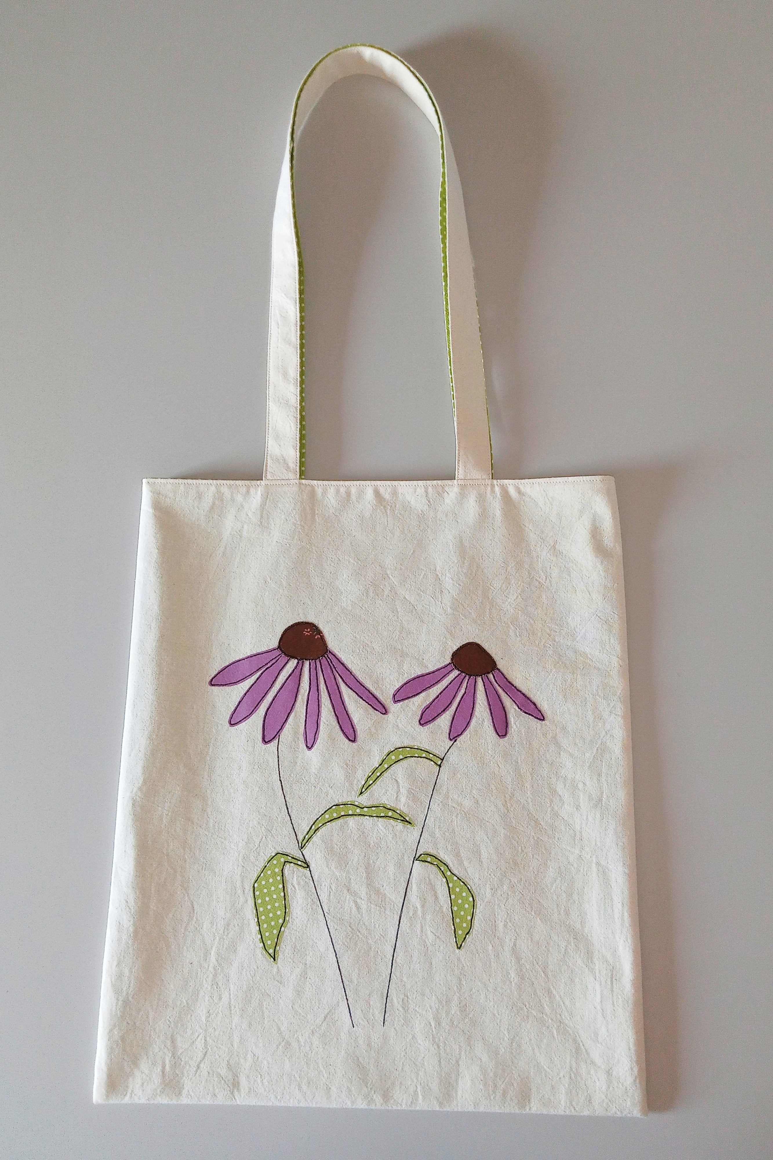 Borsa tote bag artigianale Echinacea - Pezzo unico