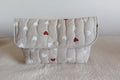 Pochette trapuntata con bottone - Cuori