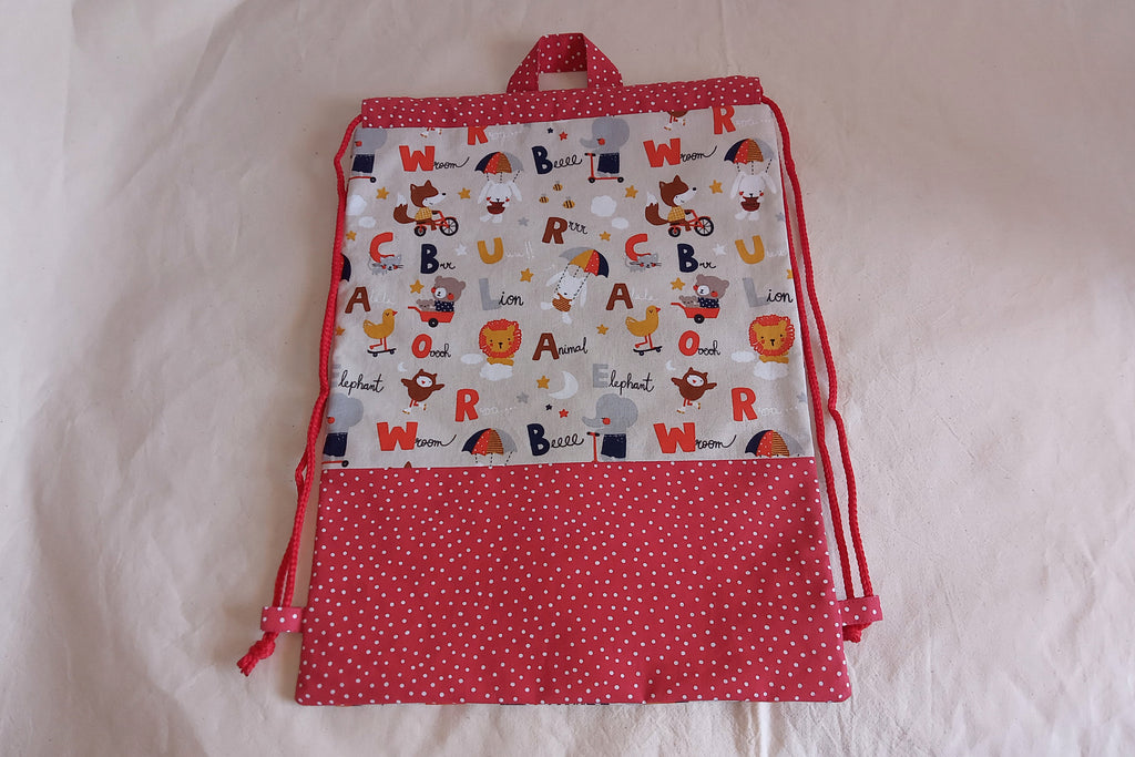 Sacca zaino artigianale per bambini - Cotone Oeko-Tex - Personalizzabile