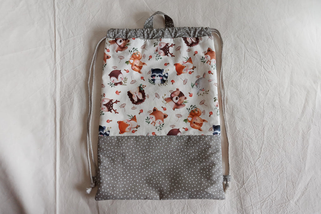 Sacca zaino artigianale per bambini - Cotone Oeko-Tex - Personalizzabile