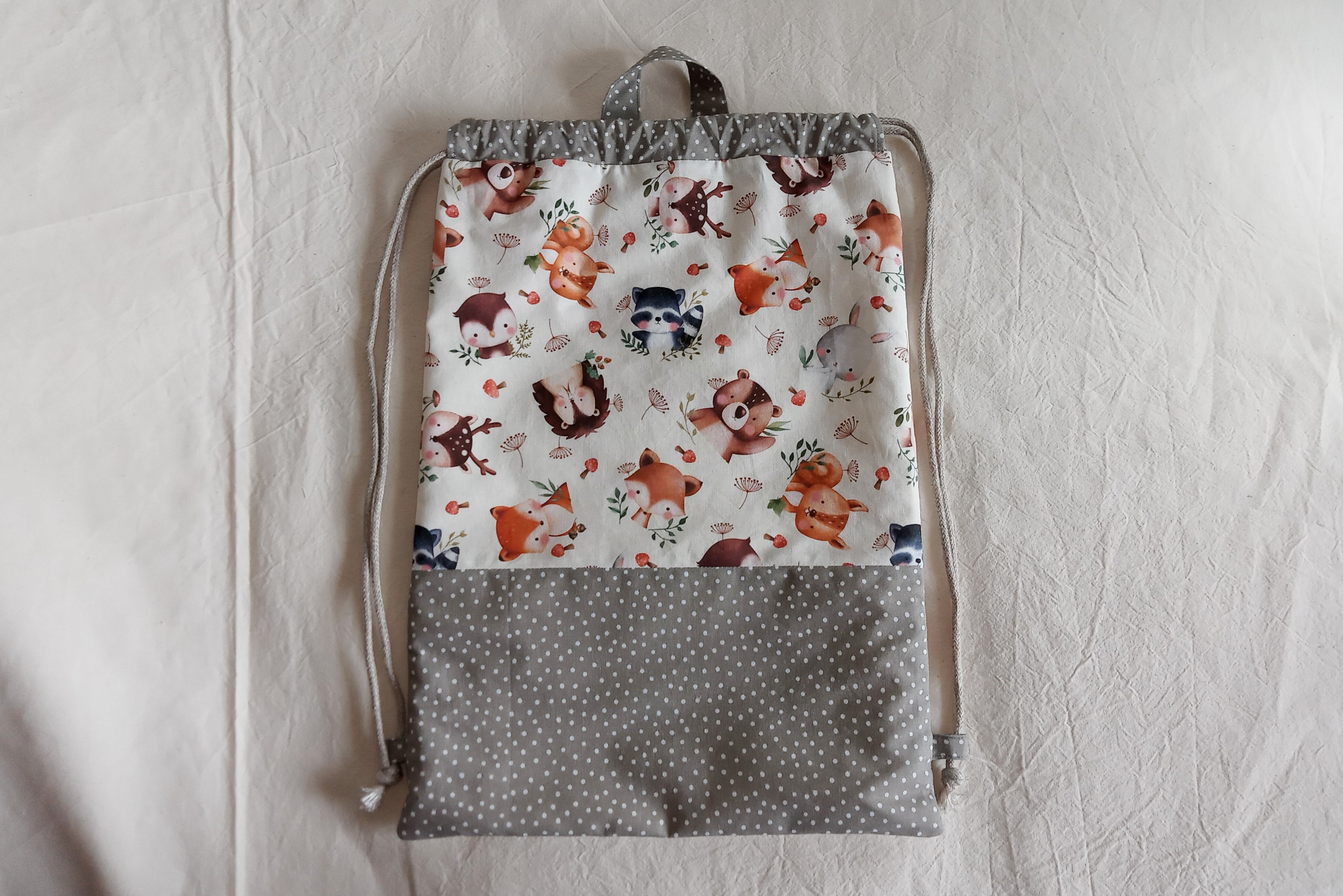 Sacca zaino artigianale per bambini - Cotone Oeko-Tex - Personalizzabile