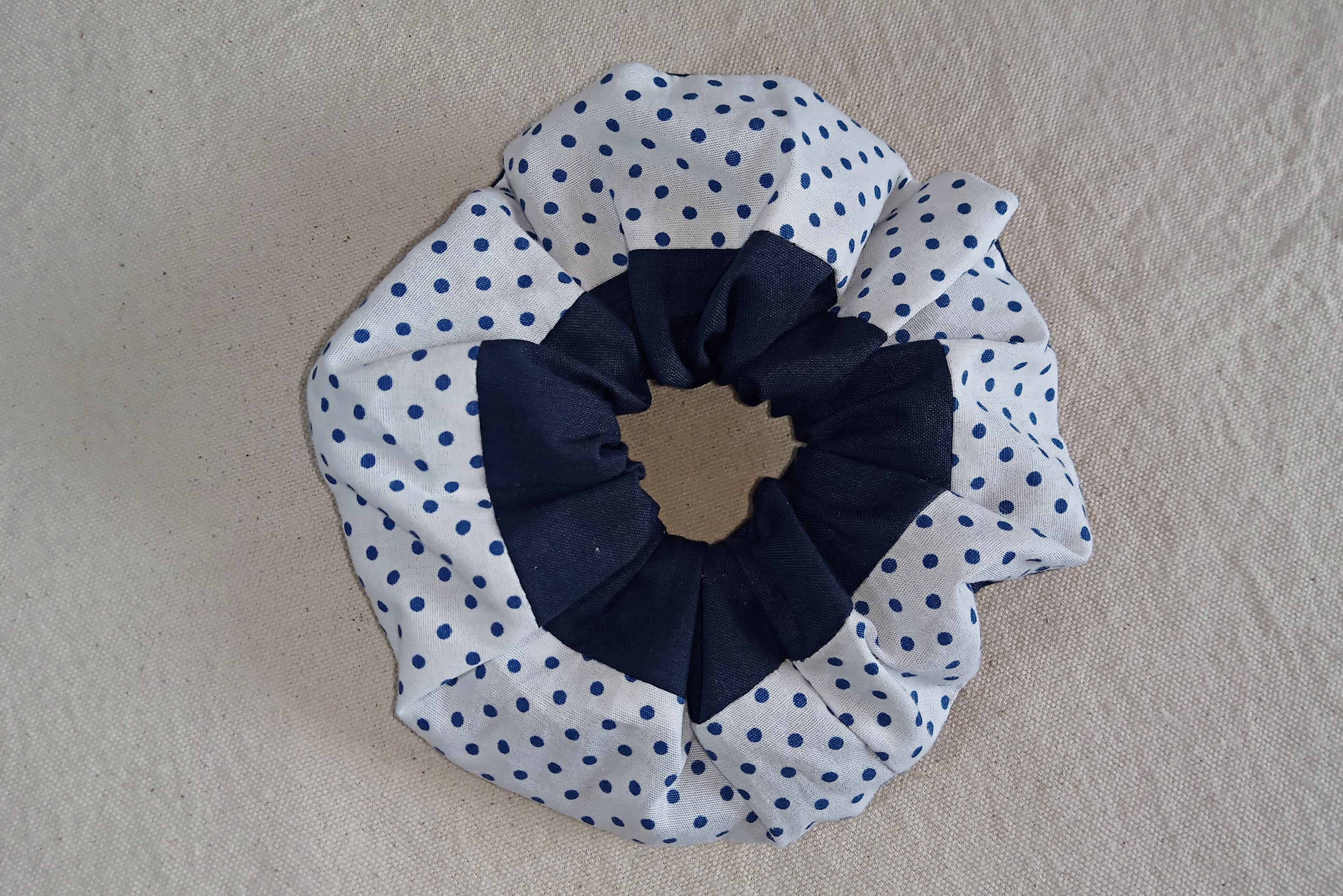 Scrunchie elastico per capelli Regular bicolore - Cotone 100%, artigianale