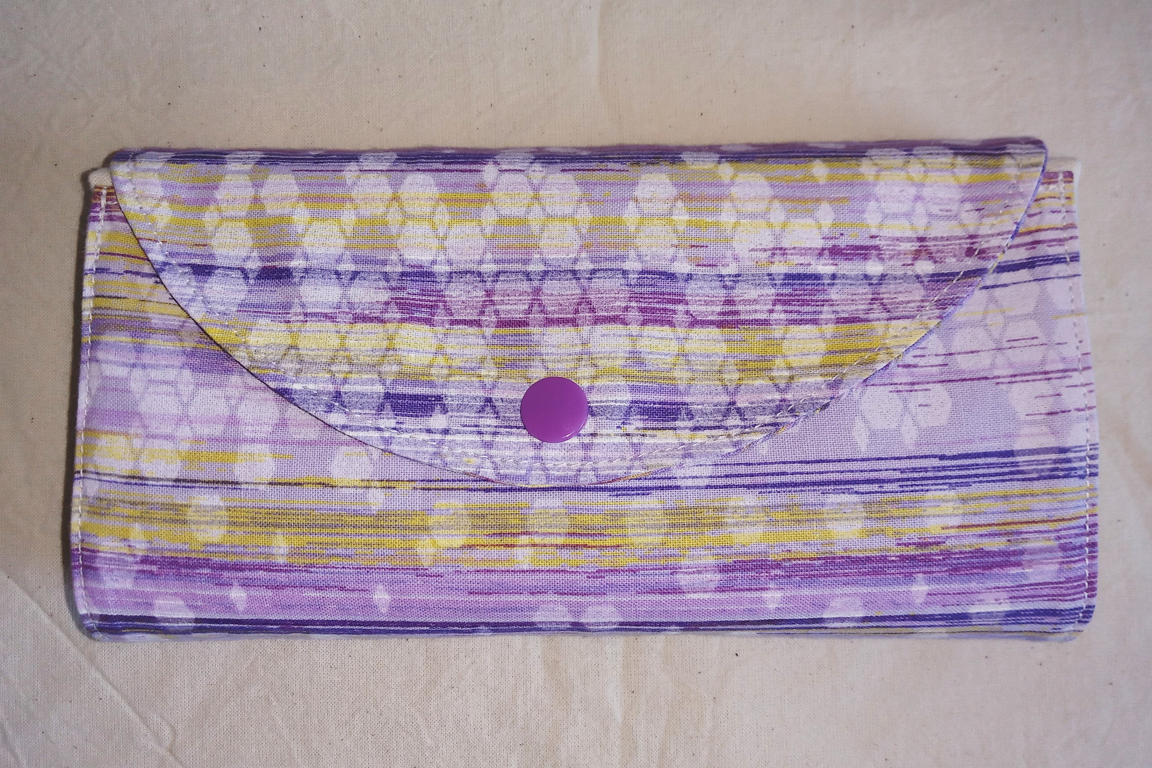 Borsa shopper richiudibile in canvas di cotone artigianale – Tasca lilla sfumata