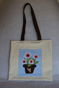 Borsa tote bag artigianale Margherita - Pezzo unico in canvas