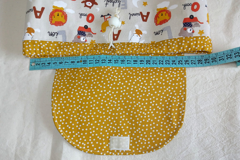 Zainetto asilo nido artigianale in cotone Oeko-Tex - Fantasia Animaletti ABC e pois