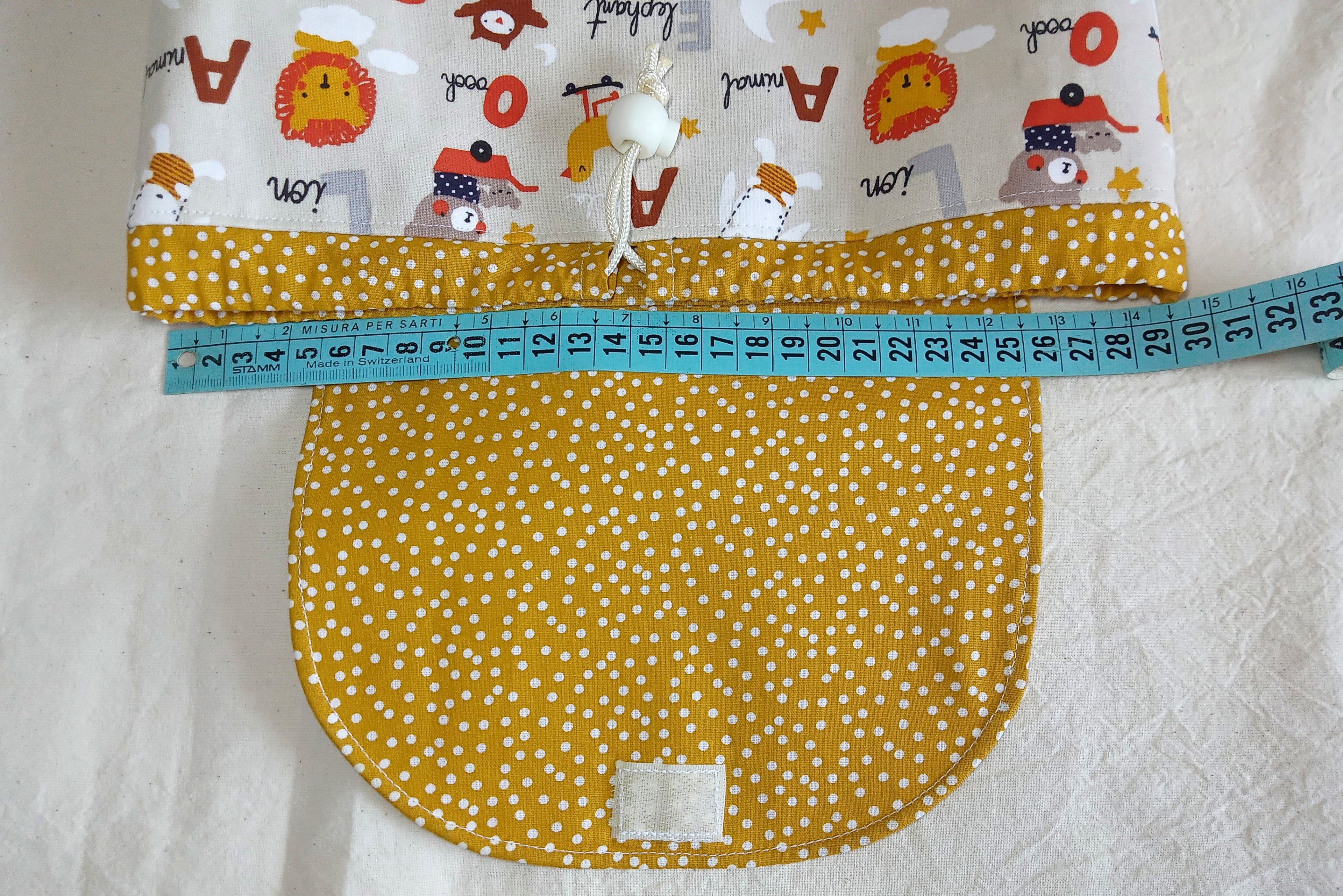 Zainetto asilo nido artigianale in cotone Oeko-Tex - Fantasia Animaletti ABC e pois